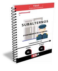 LIBRO-TEST, con preguntas con cuatro posibles respuestas sobre los 12 temas solicitados para el estudio de la fase de oposición de las 11 plazas de Subalternos convocadas por el Ayuntamiento de A Coruña, publicadas en el Boletín oficial de La Coruña el 29 de Agosto de 2024. Convocatoria 7/24.