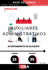 Vamos a desarrollar en Pack de estudio completo, compuesto de TEMARIO y TEST, sobre los 25 temas solicitados para el estudio de la fase de oposición de las 35 plazas de Auxiliar Administrativo, encuadradas en la Escala de Administración General, Subescala Auxiliar, y en el Grupo C, Subgrupo C2 de los establecidos en el artículo 76 del Real Decreto Legislativo 5/2015, de 30 de octubre, por el que se aprueba el texto refundido del Estatuto Básico del Empleado Público, pertenecientes a la Oferta de Empleo Público del año 2022 y 2023 del Excmo. Ayuntamiento de Alicante.