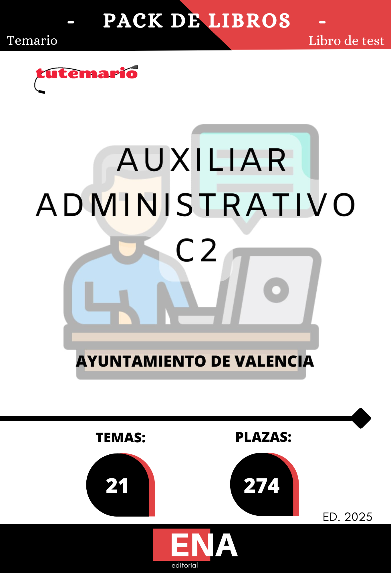 7. Pack de TEMARIO y TEST oposición 274 plazas auxiliar administrativo Ayuntamiento de Valencia ED.2025 FORMATO ONLINE