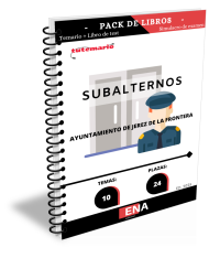 Pack de estudio completo formado por el TEMARIO completo y un libro de TEST con preguntas de cuatro opciones de respuesta alternativas, sobre los 10 temas solicitados para el estudio de las oposiciones convocadas por el Ayuntamiento de Jerez de la Frontera, de 24 plazas de Subalternos, en régimen de personal funcionario de carrera, y publicadas por Acuerdo de la Junta de Gobierno Local, en sesión ordinaria celebrada el día 30 de diciembre de 2024, al particular 45 del Orden del Día.