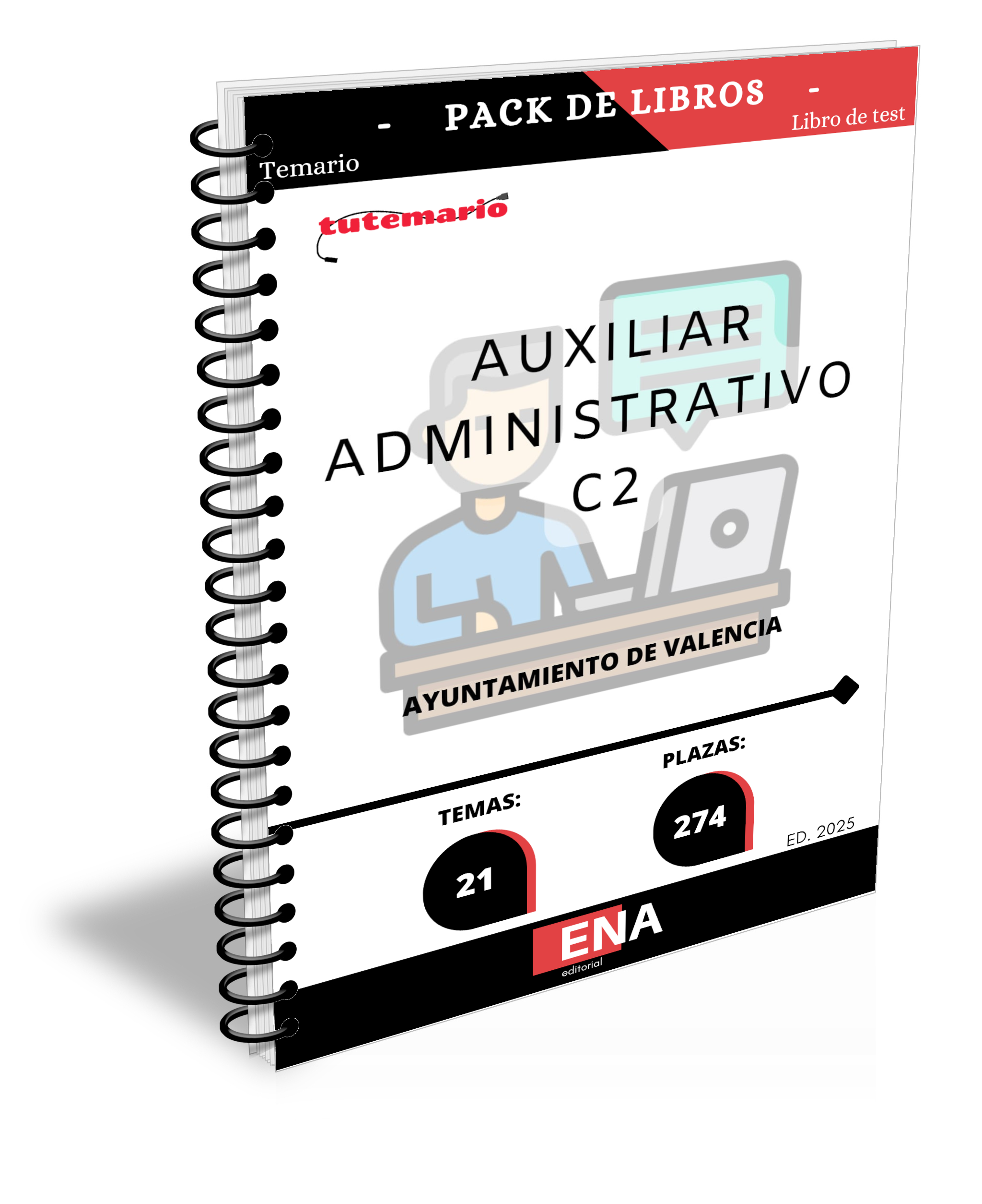 8. Pack TEMARIO y TEST oposición 274 plazas auxiliar administrativo Ayuntamiento de Valencia ED.2025 (Encuadernado)