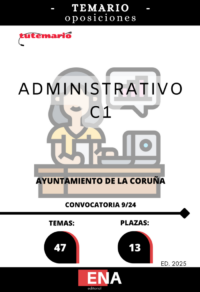libro temario los 10 temas en la parte común y 37 temas en la parte especifica solicitados en las oposiciones convocadas por el concejal competente en Economía y Planificación Estratégica, por delegación de la Junta de Gobierno Local, de fecha 30 de agosto de 2024, resolvió autorizar la convocatoria al proceso de selección para cubrir 13 plazas de administrativo (subgrupo C1) de la escala de Administración General, subescala administrativa, C.E. 24/9, del Ayuntamiento de la Coruña.