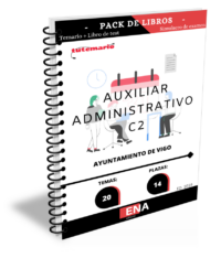 Pack de estudio completo, formado por: LIBRO Temario completo + LIBRO DE TEST, los 20 temas solicitados para el estudio de la fase de oposición de las 14 plazas de Auxiliares Administrativos de la oferta de empleo público 2020, 2021 y 2022, en la 2ª FASE  convocadas por el Ayuntamiento de Vigo, y publicadas en el Boletín Oficial de Pontevedra el 13 de septiembre de 2024.