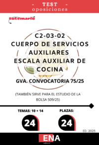 LIBRO DE TEST, con preguntas (DE CUATRO OPCIONES DE RESPUESTA) sobre,, los 24 temas solicitados para el estudio de la fase de oposición convocada por ORDEN 10/2025, de 28 de mayo, de la Conselleria de Justicia y Administración Pública, por la que se convocan pruebas  selectivas de acceso a los cuerpos y escalas del subgrupo C2, cuerpos especiales, turno libre general, personas con discapacidad y enfermedad mental, por el sistema de oposición, para cubrir las plazas previstas en el anexo I del Decreto 47/2025, de 25 de marzo, del Consell, correspondientes a la oferta de empleo público de 2025 para personal de la Administración de la Generalitat.