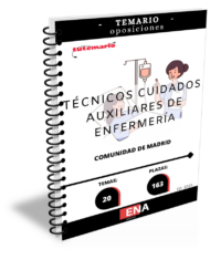 LIBRO TEMARIO con los 20 temas solicitados para el estudio de la fase de oposición de las 163 plazas por el sistema de acceso libre a la categoría profesional de Técnico en cuidados auxiliares en enfermería, grupo IV, nivel 3 área D, que corresponden a la Oferta de Empleo Público de la Comunidad de Madrid para el año 2020, aprobada mediante Decreto 123/2020, de 29 de diciembre.