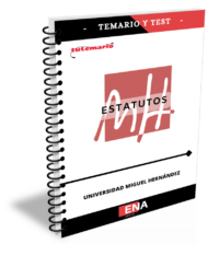 LIBRO MANUAL TEMARIO Y TEST (Encuadernado) Este manual ha sido concebido como una herramienta de apoyo eficaz y práctica para el estudio detallado de los Estatutos de la Universidad Miguel Hernández (UMH).