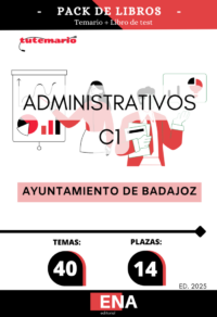 Pack de LIBRO TEMARIO y LIBRO DE TEST, con preguntas (DE CUATRO OPCIONES DE RESPUESTA), sobre los 40 temas solicitados para cubrir, con carácter de personal funcionario de carrera, mediante el sistema de oposición libre, catorce plazas de Administrativo/a, encuadradas en el grupo C, subgrupo C1, de la escala de Administración General, subescala Administrativa, según el Real Decreto Legislativo 5/2015, de 30 de octubre, por el que se aprueba el Texto Refundido de la Ley del Estatuto Básico del Empleado Público, dotadas con los emolumentos correspondientes a dicho grupo de conformidad con la vigente relación de puestos de trabajo.