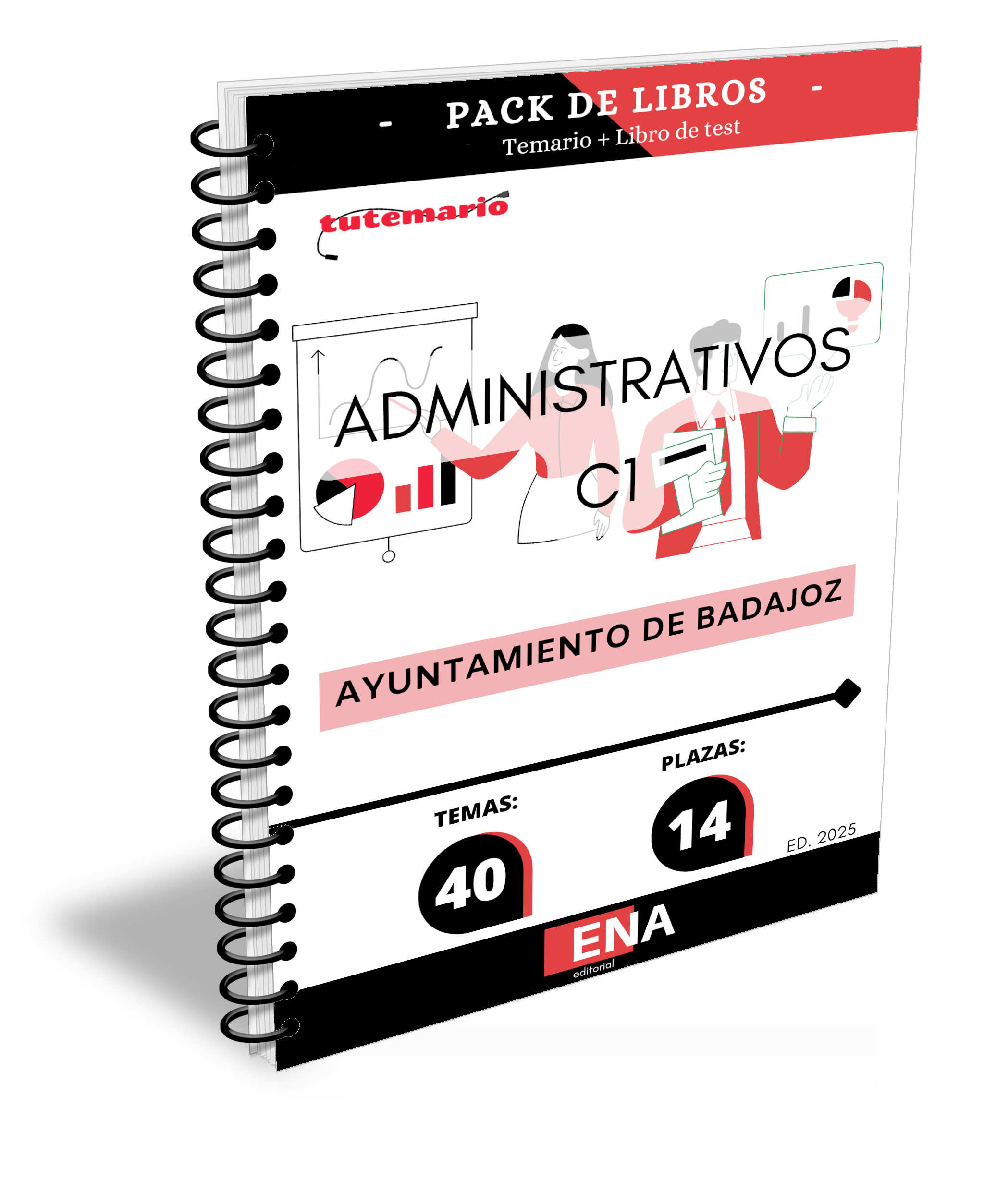 8. Ayuntamiento de Badajoz 14 Administrativos. Pack de TEMARIO y TEST (Encuadernado)