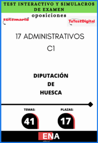 TEST INTERACTIVO, con preguntas (DE CUATRO OPCIONES DE RESPUESTA), sobre los 41 temas solicitados para el estudio de la fase de oposición para las 17 plazas convocadas por la Diputación de Huesca, de conformidad con la Oferta de Empleo Público del año 2024, aprobada por Decreto núm. 3807, de 13 de noviembre de 2024 y la Oferta de Empleo Público de 2025, aprobada por Decreto núm. 1244, de 21 de marzo de 2025, es objeto de la presente convocatoria, que se publicará en el portal web de la Diputación Provincial de Huesca (www.dphuesca.es/convocatoriaempleo) y en el Boletín Oficial de la Provincia, la provisión, mediante oposición, de diecisiete plazas de Administrativo, encuadradas en la Escala de Administración General, Subescala Administrativa, Grupo C, Subgrupo C1.