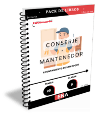 Pack de LIBRO TEMARIO y LIBRO DE TEST, con preguntas (DE CUATRO OPCIONES DE RESPUESTA), sobre los 20 temas solicitados para el estudio de la fase de oposición de cinco plazas de Conserje-Mantenedor por el sistema oposición por turno libre, 2024-2111, de fecha 23/04/2024 y en la Oferta Empleo Público de 2025, aprobada por Decreto de Alcaldía n.º 2025-0365, de fecha 28/01/2025, publicadas en el BOP. De Cádiz nº 86 de fecha 07/05/2024 y BOP de Cádiz n.º 30, de fecha 13/02/2025 respectivamente.