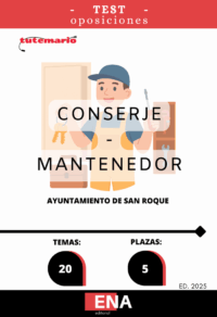 LIBRO DE TEST, con preguntas (DE CUATRO OPCIONES DE RESPUESTA), sobre los 20 temas solicitados para el estudio de la fase de oposición de cinco plazas de Conserje-Mantenedor por el sistema oposición por turno libre, 2024-2111, de fecha 23/04/2024 y en la Oferta Empleo Público de 2025, aprobada por Decreto de Alcaldía n.º 2025-0365, de fecha 28/01/2025, publicadas en el BOP. De Cádiz nº 86 de fecha 07/05/2024 y BOP de Cádiz n.º 30, de fecha 13/02/2025 respectivamente.