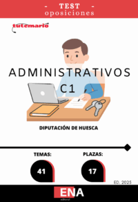 LIBRO TEST, con preguntas (DE CUATRO OPCIONES DE RESPUESTA), sobre los 41 temas solicitados para el estudio de la fase de oposición para las 17 plazas convocadas por la Diputación de Huesca, de conformidad con la Oferta de Empleo Público del año 2024, aprobada por Decreto núm. 3807, de 13 de noviembre de 2024 y la Oferta de Empleo Público de 2025, aprobada por Decreto núm. 1244, de 21 de marzo de 2025, es objeto de la presente convocatoria, que se publicará en el portal web de la Diputación Provincial de Huesca (www.dphuesca.es/convocatoriaempleo) y en el Boletín Oficial de la Provincia, la provisión, mediante oposición, de diecisiete plazas de Administrativo, encuadradas en la Escala de Administración General, Subescala Administrativa, Grupo C, Subgrupo C1.