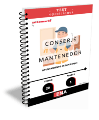 LIBRO DE TEST, con preguntas (DE CUATRO OPCIONES DE RESPUESTA), sobre los 20 temas solicitados para el estudio de la fase de oposición de cinco plazas de Conserje-Mantenedor por el sistema oposición por turno libre, 2024-2111, de fecha 23/04/2024 y en la Oferta Empleo Público de 2025, aprobada por Decreto de Alcaldía n.º 2025-0365, de fecha 28/01/2025, publicadas en el BOP. De Cádiz nº 86 de fecha 07/05/2024 y BOP de Cádiz n.º 30, de fecha 13/02/2025 respectivamente.