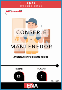 LIBRO DE TEST, con preguntas (DE CUATRO OPCIONES DE RESPUESTA), sobre los 20 temas solicitados para el estudio de la fase de oposición de cinco plazas de Conserje-Mantenedor por el sistema oposición por turno libre, 2024-2111, de fecha 23/04/2024 y en la Oferta Empleo Público de 2025, aprobada por Decreto de Alcaldía n.º 2025-0365, de fecha 28/01/2025, publicadas en el BOP. De Cádiz nº 86 de fecha 07/05/2024 y BOP de Cádiz n.º 30, de fecha 13/02/2025 respectivamente.