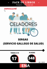 Pack de LIBRO TEMARIO y LIBRO TEST, con preguntas (DE CUATRO OPCIONES DE RESPUESTA) sobre los 17 temas solicitados para el estudio de la fase de oposición de las 348 plazas de Celadores, convocadas por RESOLUCIÓN de 21 de agosto de 2025, de la Dirección General de Recursos Humanos, por la que se convoca concurso-oposición para el ingreso en diversas categorías de personal sanitario de formación profesional.