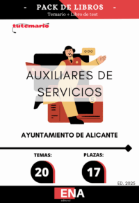 LIBRO TEMARIO, sobre los 20 temas solicitados para el estudio de la fase de oposición, de las 17 plazas de Auxiliar de Servicios Generales, encuadrada en la Escala de Administración General, Subescala Servicios Especiales, Grupo profesional C Subgrupo C2, publicadas por resolución del Ayuntamiento de Alicante.