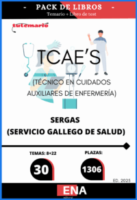 Pack de LIBRO TEMARIO y LIBRO TEST, con preguntas (DE CUATRO OPCIONES DE RESPUESTA) sobre los 30 temas solicitados para el estudio de la fase de oposición de las 1.306 plazas de Técnico/a en cuidados auxiliares de enfermería, convocadas por RESOLUCIÓN de 21 de agosto de 2025, de la Dirección General de Recursos Humanos, por la que se convoca concurso-oposición para el ingreso en diversas categorías de personal sanitario de formación profesional.