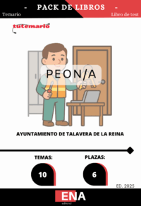 Pack de LIBRO TEMARIO y LIBRO DE TEST, con preguntas (DE CUATRO OPCIONES DE RESPUESTA), sobre los 10 temas (2 + 8) solicitados para el estudio de la fase de oposición, de las 6 plazas de PEONES/AS, Convocadas por el Ayuntamiento de Talavera de la Reina, publicado el 03/10/2025 en el Boletín Oficial de Toledo: BASES POR LAS QUE SE REGIRÁ EL PROCESO SELECTIVO PARA LA PROVISIÓN DE 6 PLAZAS DE PEONES/AS en régimen de personal laboral, grupo AP, subgrupo V, por turno libre y oposición.