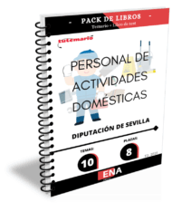 Pack de LIBRO TEMARIO y LIBRO DE TEST, con preguntas (DE CUATRO OPCIONES DE RESPUESTA), sobre 10 temas solicitados para el estudio de la fase de oposición, de las 8 plazas convocadas por la Diputación de Sevilla, Por Resolución n.º 5787/2025, de 20 de agosto, se aprueban las BASES ESPECÍFICAS POR LAS QUE SE REGIRÁ LA CONVOCATORIA PARA LA PROVISIÓN, EN TURNO LIBRE, DE OCHO PLAZAS DE “PERSONAL DE ACTIVIDADES DOMÉSTICAS” VACANTES EN LAS PLANTILLAS DE PERSONAL FUNCIONARIO Y LABORAL, CORRESPONDIENTES A LAS OEP DE 2023 Y 2024,