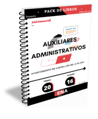 Pack de LIBRO TEMARIO y LIBRO DE TEST, con preguntas (DE CUATRO OPCIONES DE RESPUESTA), los 20 temas solicitados para el estudio de la primera fase de las oposiciones convocadas por el Ayuntamiento de Castellón de la Plana para 16 plazas de Auxiliar Administrativo C2. Publicado en el BOP nº 137 del 15 de noviembre de 2025. Convocatoria para la cobertura en propiedad mediante oposición turno libre según OFERTA DE EMPLEO PÚBLICO: años 2022, 2023, 2024 y 2025:de 16 Auxiliar administrativo/a, subgrupo C2: