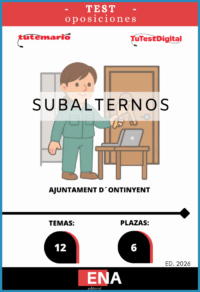  LIBRO DE TEST, con preguntas (DE CUATRO OPCIONES DE RESPUESTA), sobre los 12 temas solicitados para el estudio de las oposiciones de 6 plazas de Subalternos convocadas por el Ayuntamiento de Ontinyent, y publicadas en el Boletín Oficial de la Provincia de Valencia el 03-11-25.