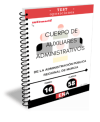 LIBRO DE TEST, con preguntas (DE CUATRO OPCIONES DE RESPUESTA), sobre los 16 temas solicitados para el estudio de la fase de oposición, de la convocatoria publicada con Orden de 4 de noviembre de 2025 de la Consejería de Economía, Hacienda, Fondos Europeos y Transformación Digital, por la que se convocan pruebas selectivas de acceso libre para cubrir 58 plazas del Cuerpo de Auxiliares Administrativos de la Administración Pública Regional. (Código DGX00L24-9).