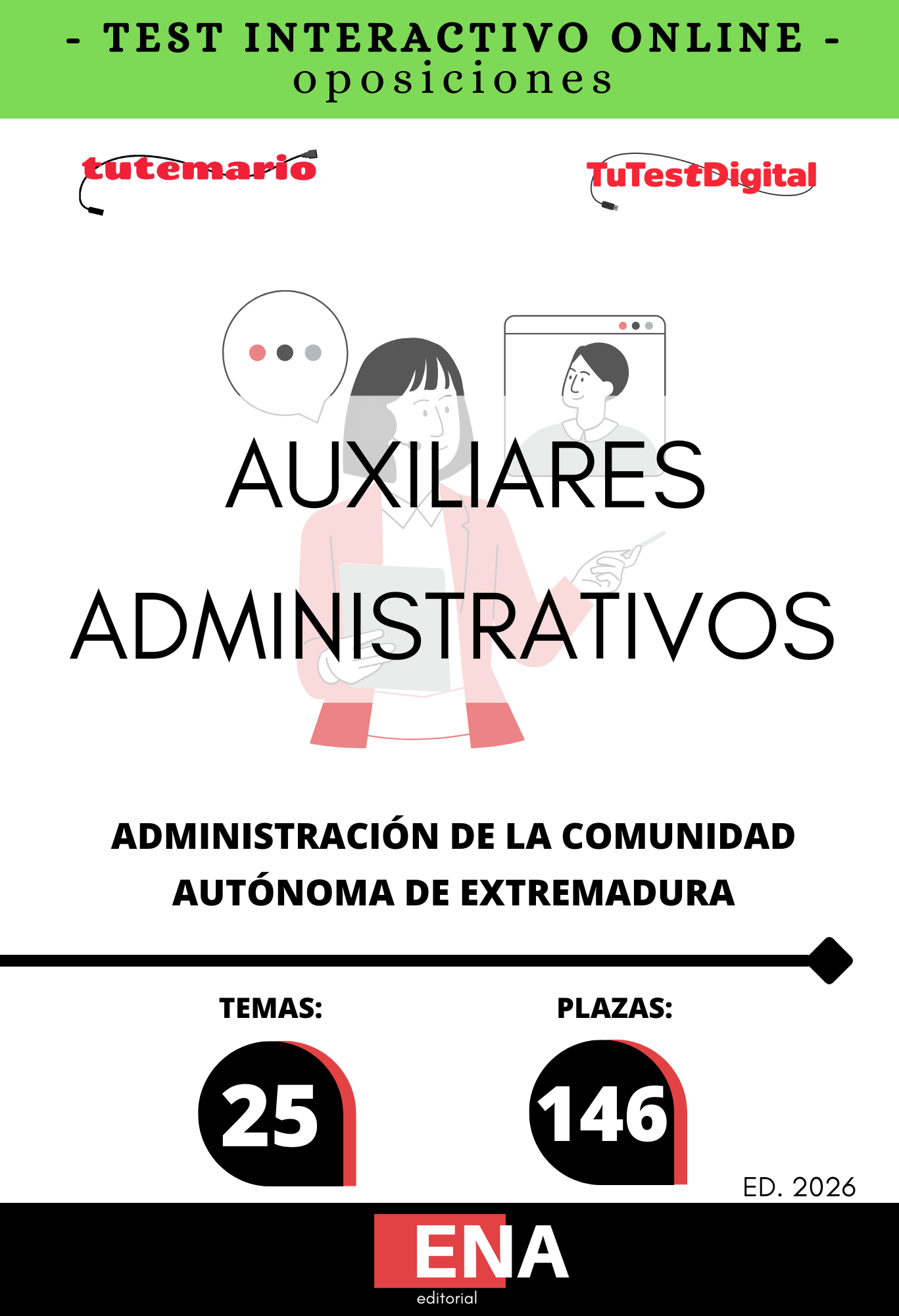 Material de estudio para la Oposición 146 Auxiliares Administrativos Junta de Extremadura.