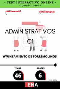 TEST, con preguntas (DE CUATRO OPCIONES DE RESPUESTA), sobre los 46 temas solicitados para el estudio de las oposiciones de 6 plazas de ADMINISTRATIVO (C1), de turno de acceso libre, que se aprobaron por Resolución del Concejal Delegado de Personal n.º 8269-2022, de 5 de agosto de 2022, la OEP del año 2022, por Resolución de la Concejala Delegada de Personal número 4310, de fecha 30 de marzo de 2023, se ha aprobado la Oferta de Empleo Público 2023 , posteriormente modificada por Resolución del Concejal Delegado de Personal, n.º 12736, de fecha 10 de noviembre de 2023 y por Decreto n.º 3078-2023 de fecha 6 de marzo de 2024 correspondiente a la OEP 2024. Dichas plazas se incluyen en presupuesto y la plantilla 2025 del Ayuntamiento de Torremolinos.