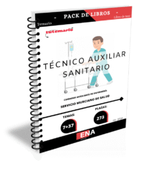 Pack de LIBRO TEMARIO y LIBRO DE TEST, con preguntas (DE CUATRO OPCIONES DE RESPUESTA), sobre los 44 temas solicitados para el estudio de las pruebas selectiva, por el sistema de concurso oposición de las 273 plazas de Técnico sanitario cuidados auxiliares enfermería, por resolución del Director Gerente del Servicio Murciano de Salud por la que se aprueba la parte general y específica del temario correspondiente a las pruebas selectivas para el acceso a la categoría estatutaria de Técnico Auxiliar no Sanitario, por los turnos de acceso libre.