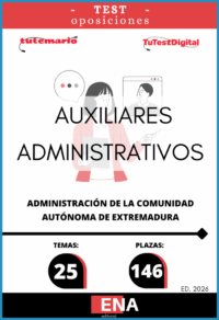 LIBRO DE TEST, con preguntas (DE CUATRO OPCIONES DE RESPUESTA), sobre los 25 temas solicitados para el estudio de la fase de oposición, de las 146 plazas convocadas por ORDEN de 17 de diciembre de 2025 por la que se convocan pruebas selectivas para el acceso a plazas vacantes de personal funcionario del Cuerpo Auxiliar, Especialidad Administración General, de la Administración de la Comunidad Autónoma de Extremadura, así como se procede a su acumulación a las convocadas mediante Orden de 23 de diciembre de 2024.