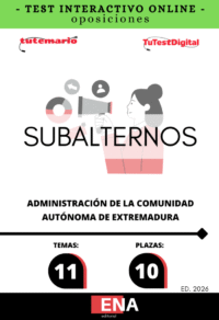 TEST INTERACTIVO, con preguntas (DE CUATRO OPCIONES DE RESPUESTA), sobre los 10 temas solicitados para la convocatoria de las pruebas selectivas para el acceso a plazas vacantes de personal funcionario del Cuerpo Subalterno, Especialidad Subalterno, de la Administración de la Comunidad Autónoma de Extremadura, así como se procede a su acumulación a las convocadas mediante Orden de 23 de diciembre de 2024.