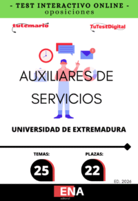 TEST, con preguntas (DE CUATRO OPCIONES DE RESPUESTA), sobre los 25 + 1 tema (OFFICE 365), solicitados para la fase de oposición de las 20 plazas convocadas por la Universidad de Extremadura, por RESOLUCIÓN de 5 de febrero de 2026, de la Gerencia, por la que se convocan pruebas selectivas para ingreso en la Escala Auxiliar Administrativa, mediante el sistema de acceso libre.