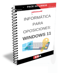 Pack de LIBRO TEMARIO y LIBRO DE TEST, con preguntas (DE CUATRO OPCIONES DE RESPUESTA), sobre los conocimientos basicos de Windows 11.