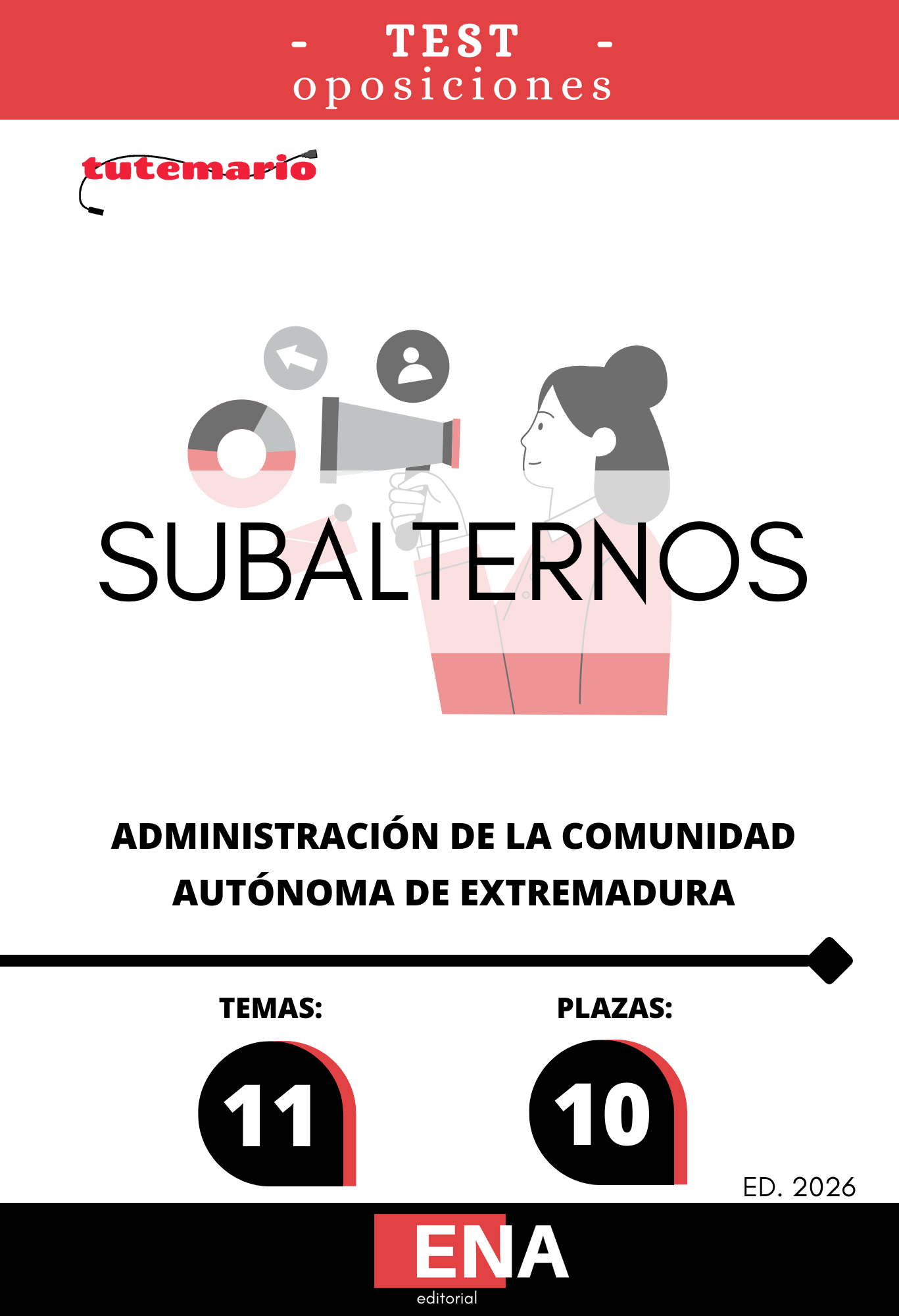 TEST. Oposición 10 Subalternos Junta de Extremadura. ED 2026 formato PDF