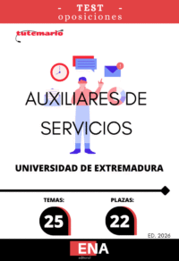 LIBRO DE TEST, con preguntas (DE CUATRO OPCIONES DE RESPUESTA). Sobre los 25 + 1 tema (OFFICE 365), solicitados para la fase de oposición de las 20 plazas convocadas por la Universidad de Extremadura, por RESOLUCIÓN de 5 de febrero de 2026, de la Gerencia, por la que se convocan pruebas selectivas para ingreso en la Escala Auxiliar Administrativa, mediante el sistema de acceso libre.