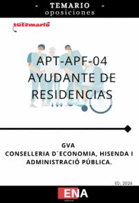 LIBRO TEMARIO, sobre los temas solicitados para el Cuerpo de servicios de Apoyo Socio-Sanitario y Educativo de la Administración de la Generalitat, Escala AYUDANTE DE RESIDENCIAS/SERVICIOS APT-APF-04, correspondientes a la oferta de empleo público de 2026 para personal de la Administración de la Generalitat.