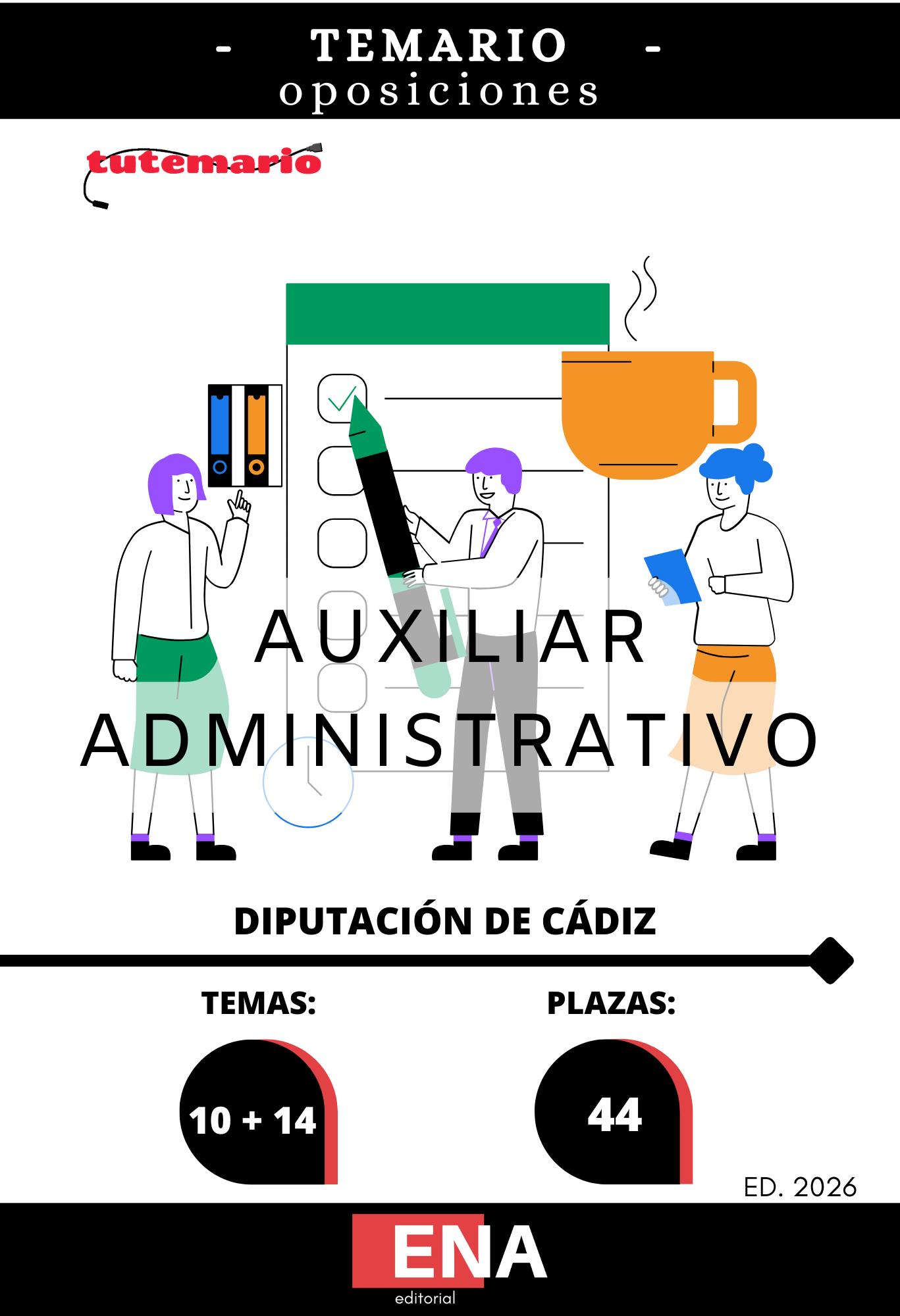 Libros Oposición 44 Auxiliares Administrativos Diputación de Cádiz ED. 2026
