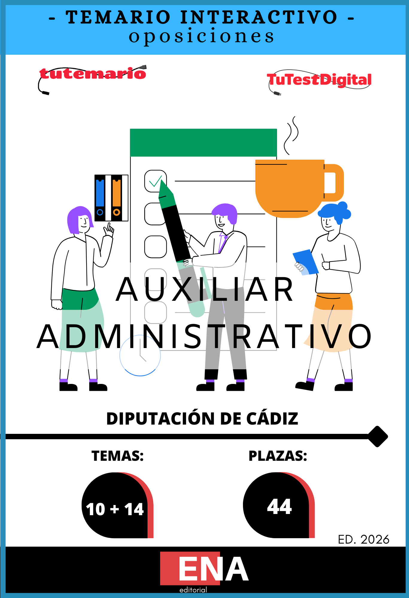 Libros de Oposición 44 Auxiliares Administrativos Diputación de Cádiz ED. 2026 de 9€ a 127€