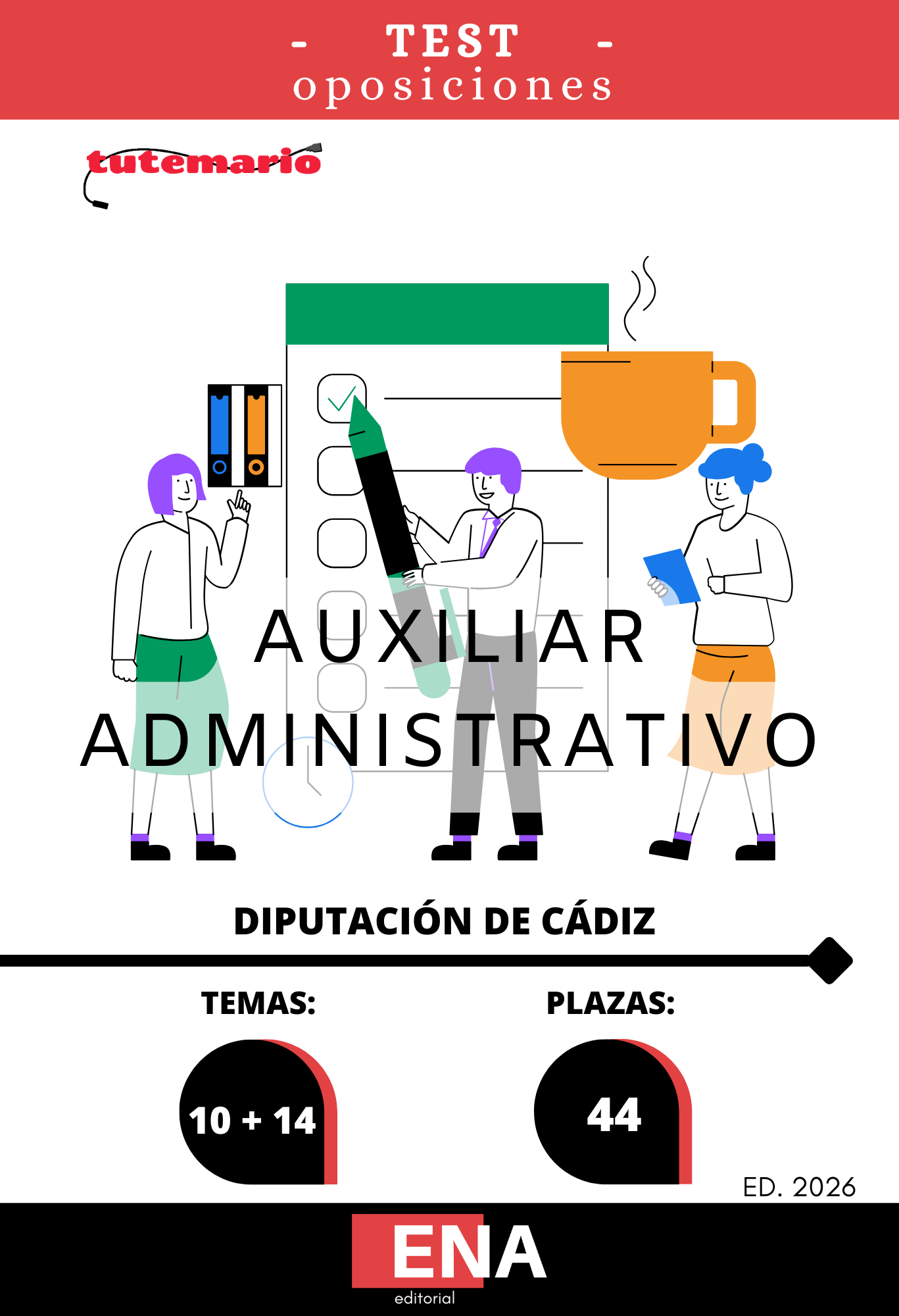 Libros Oposición 44 Auxiliares Administrativos Diputación de Cádiz ED. 2026